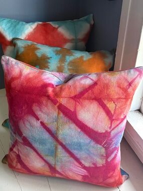 Handmade Zippered and Lined Shibori Throw Pillow Cover